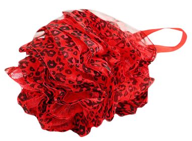 Large Size Fashion Soft Leopard Veins Bath Ball Rich Foam-Red
