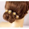 4PCS Rhinestone Hairpin U-shaped Clip Hair Hoop Bride Wedding Jewelry Yellow