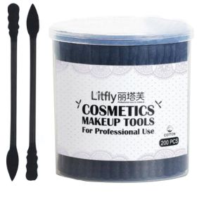 200 Pcs Cosmetics Makeup Tools Cotton Swabs Multi-functional Swabs -Black