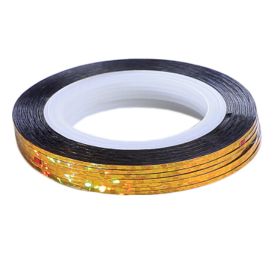 10Pcs Rolls Striping Tape Line Nail Art Tips Decoration Sticker, Bright Gold