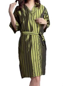 Beauty Salon Straight Strip Gown Robes Hairdressing Gown for Clients, Green