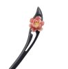 Classical Style Wooden Hairpin Clothing Accessories, Red Rose And Tsukigata