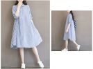 Stylish/Large Size/Quality Fabrics Maternity Dress(Blue Stripes)