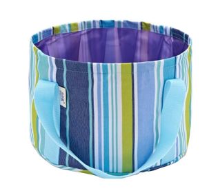 Foldable Washbasin Collapsible Bucket Portable Washtub Striped