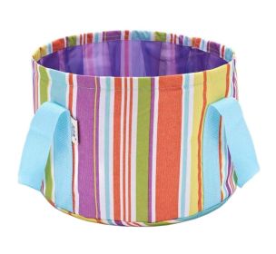 Foldable Washbasin Collapsible Bucket Portable Travel Washtub Colorful Stripe