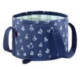 [Navy] Portable Bucket Foldable Washbasin Outdoors Washtub