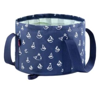 [Navy] Portable Bucket Foldable Washbasin Outdoors Washtub