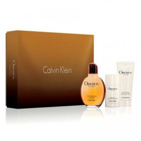 OBSESSION 3 PCS SET FOR MEN: 4.2 EAU DE TOILETTE SPRAY + 2.6 DEODORANT STICK + 3.4 AFTER SHAVE BALM (HARD BOX)