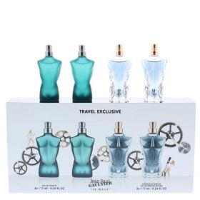 JEAN PAUL GAULTIER 4 PCS MINI SET FOR MEN: LE MALE 2 X 0.24 OZ EAU DE TOILETTE + LE MALE ESSENCE DE PARFUM 2 X 0.24 OZ EAU DE PARFUM INTENSE