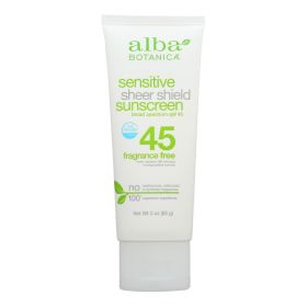 Alba Botanica Sunscreen - Sensitive Sheer Touch SPF 50and - Case of 1 - 3 oz.