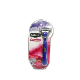 SCHICK QUATTRO RAZOR FOR WOMEN, PURPLE AND SILVER, ONE 4-BLADED RAZOR